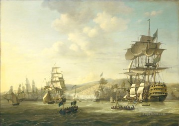 風景 Painting - アルジェ湾の英オランダ艦隊 1816 年の軍艦